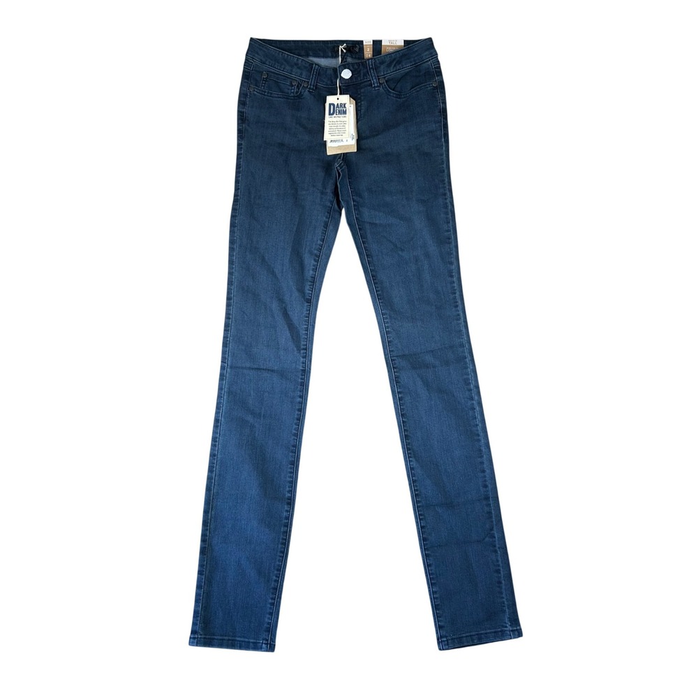 Prana Kayla Jean Womens 2 Tall 36 Inseam Indigo Blue Organic Cotton Skinny Jeans